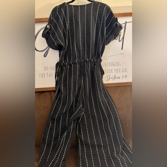 World market Black and White Striped Jumpsuit - Picture 5 of 6